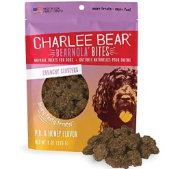 Charlee Bear Bearnola Bites Soft and Chewy Dog Treats - Peanut Butter and Honey - 8 Oz