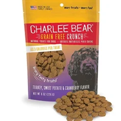 Charlee Bear Grain-Free Crunch Soft and Chewy Dog Treats - Turkey and Sweet Potato - 8 Oz