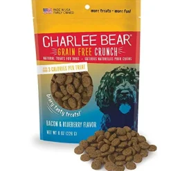 Charlee Bear Grain-Free Crunch Soft and Chewy Dog Treats - Bacon and Blueberry - 8 Oz