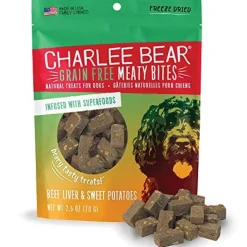 Charlee Bear Grain-Free Meaty Bites Soft and Chewy Dog Treats - Beef Liver and Sweet Potato - 2.5 Oz