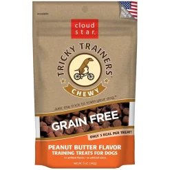 Cloud Star Grain Free Peanut Butter Chewy Tricky Trainers Soft and Chewy Dog Treats - 5 oz