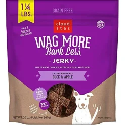 Cloud Star Wag More Bark Less Duck & Apple Dog Jerky Treats - 20 oz Bag