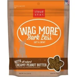 Cloud Star Wag More Bark Less Creamy Peanut Butter Soft and Chewy Dog Treats - 6 oz Bag