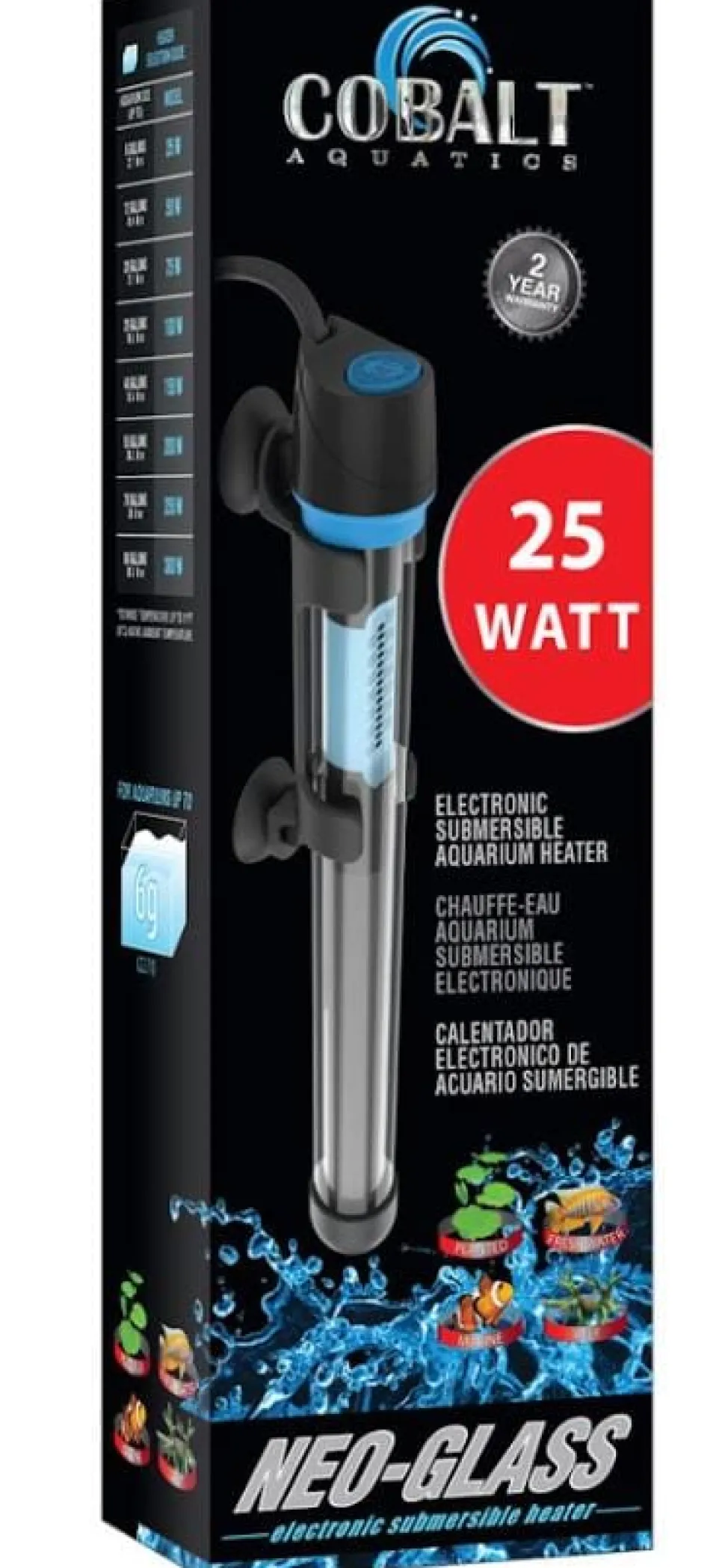 Cobalt Aquatics Neo-Glass Aquarium Heater - 25WT