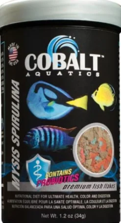 Cobalt Aquatics Spirulina Flakes Cichlid and Saltwater Fish Food - 1.2 Oz