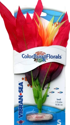 Colorburst Florals Amazon Sword Silk Style Plastic Aquarium Plant - Red - Small