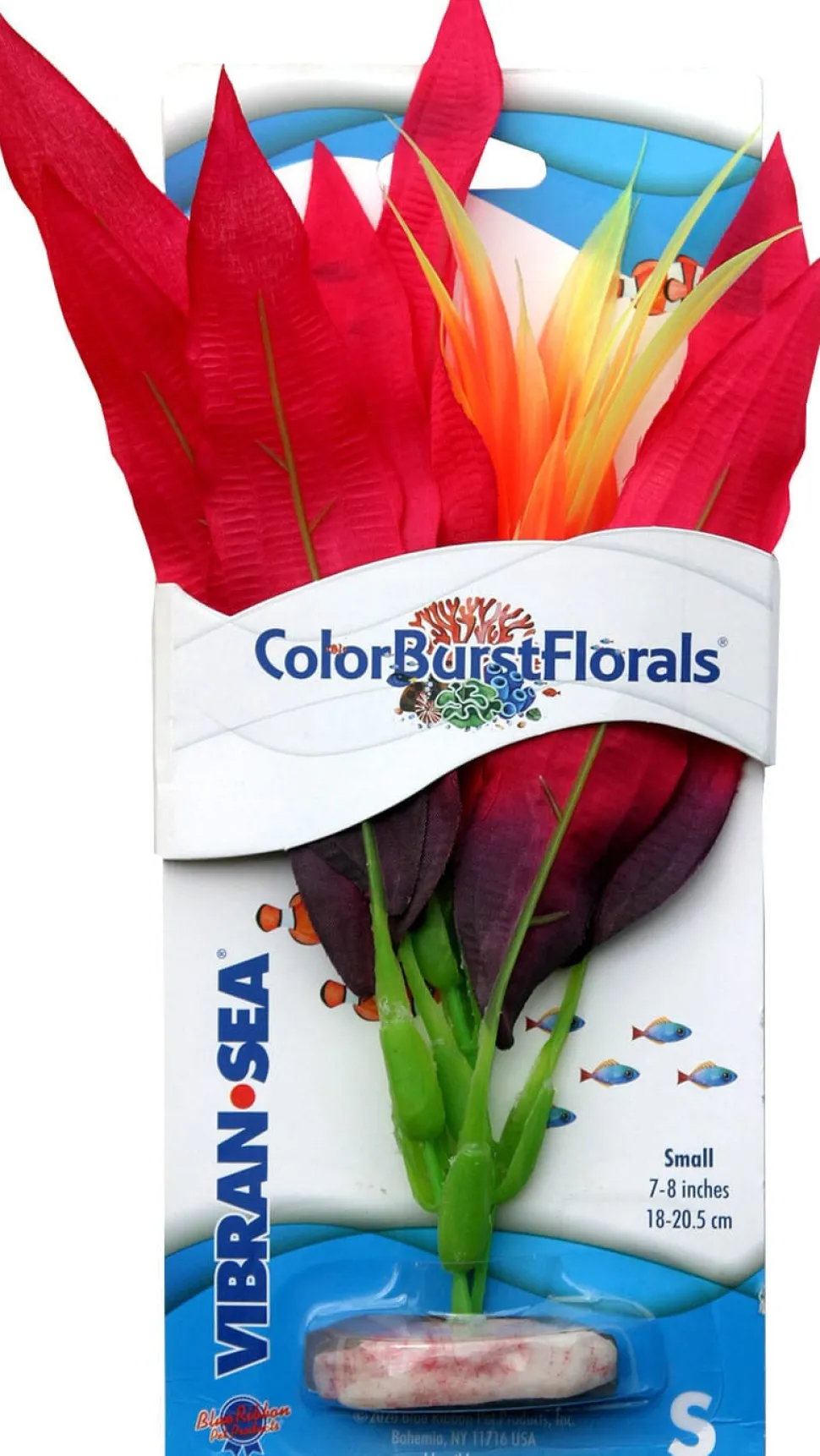 Colorburst Florals Amazon Sword Silk Style Plastic Aquarium Plant - Red - Small