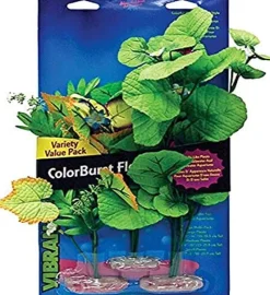 Colorburst Florals Broad Leaf Flowering Clusters Plastic Aquarium Plant - Multi - Large