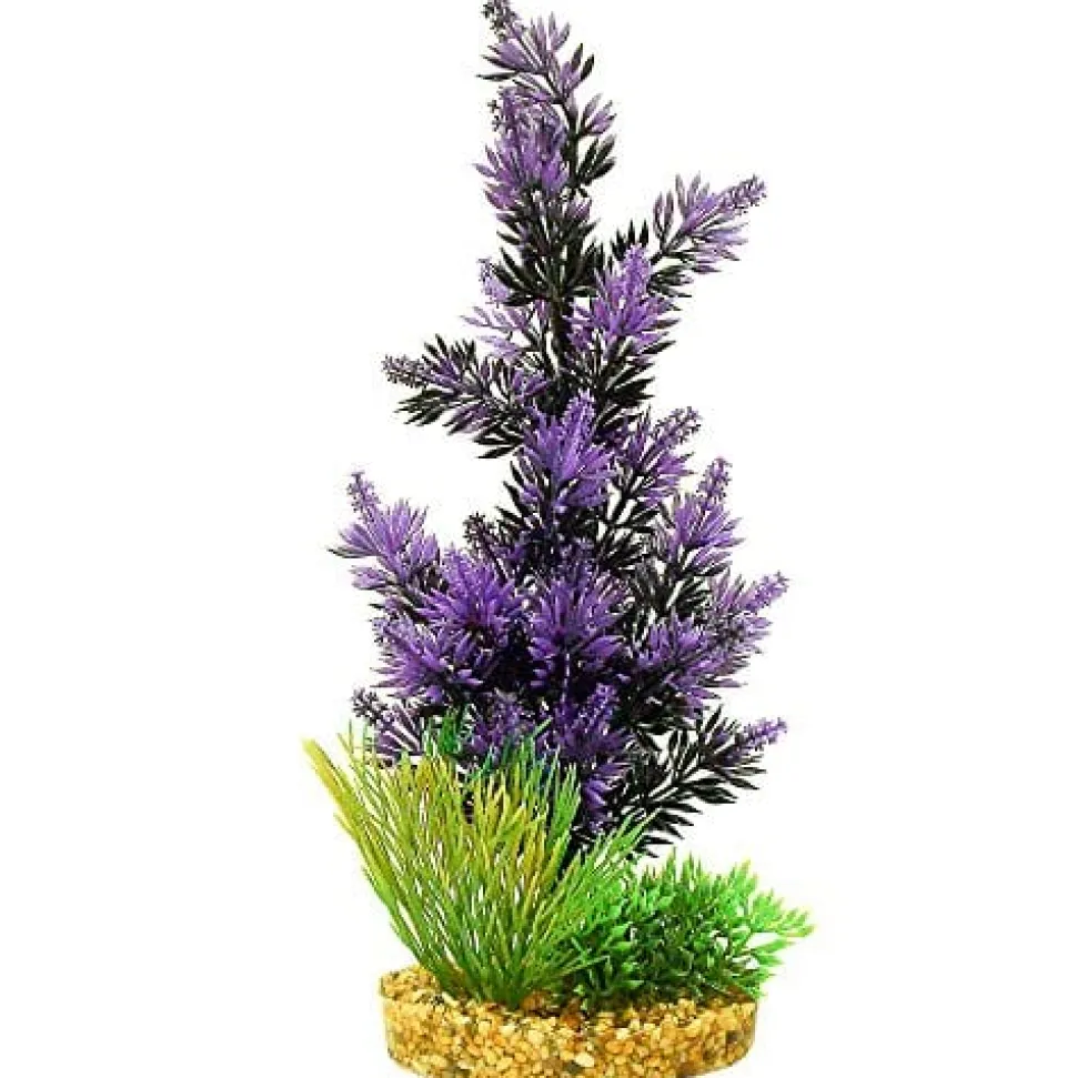 Colorburst Florals Brush Plant Cluster Plastic Aquarium Plant - Black/Purple - Large