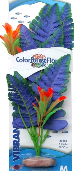 Colorburst Florals Butterfly Sword Silk Plastic Aquarium Plant - Blue - Medium