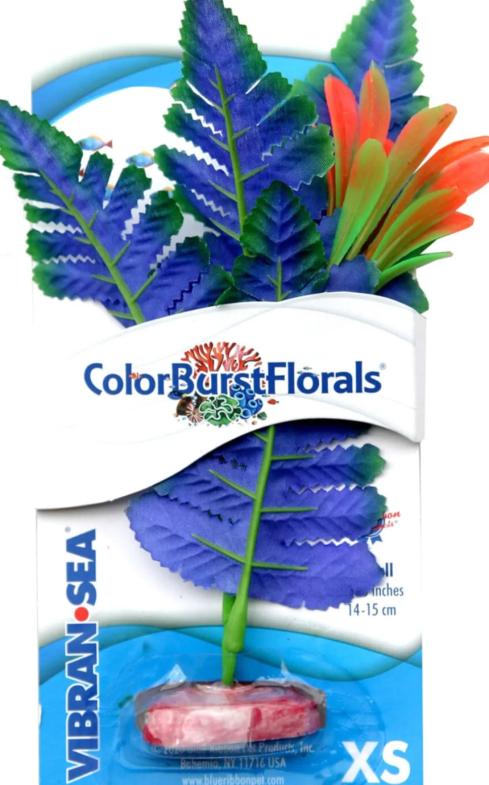Colorburst Florals Butterfly Sword Silk Plastic Aquarium Plant - Blue - Extra Small