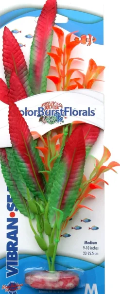 Colorburst Florals Crispus Silk Style Plastic Aquarium Plant - Red - Medium