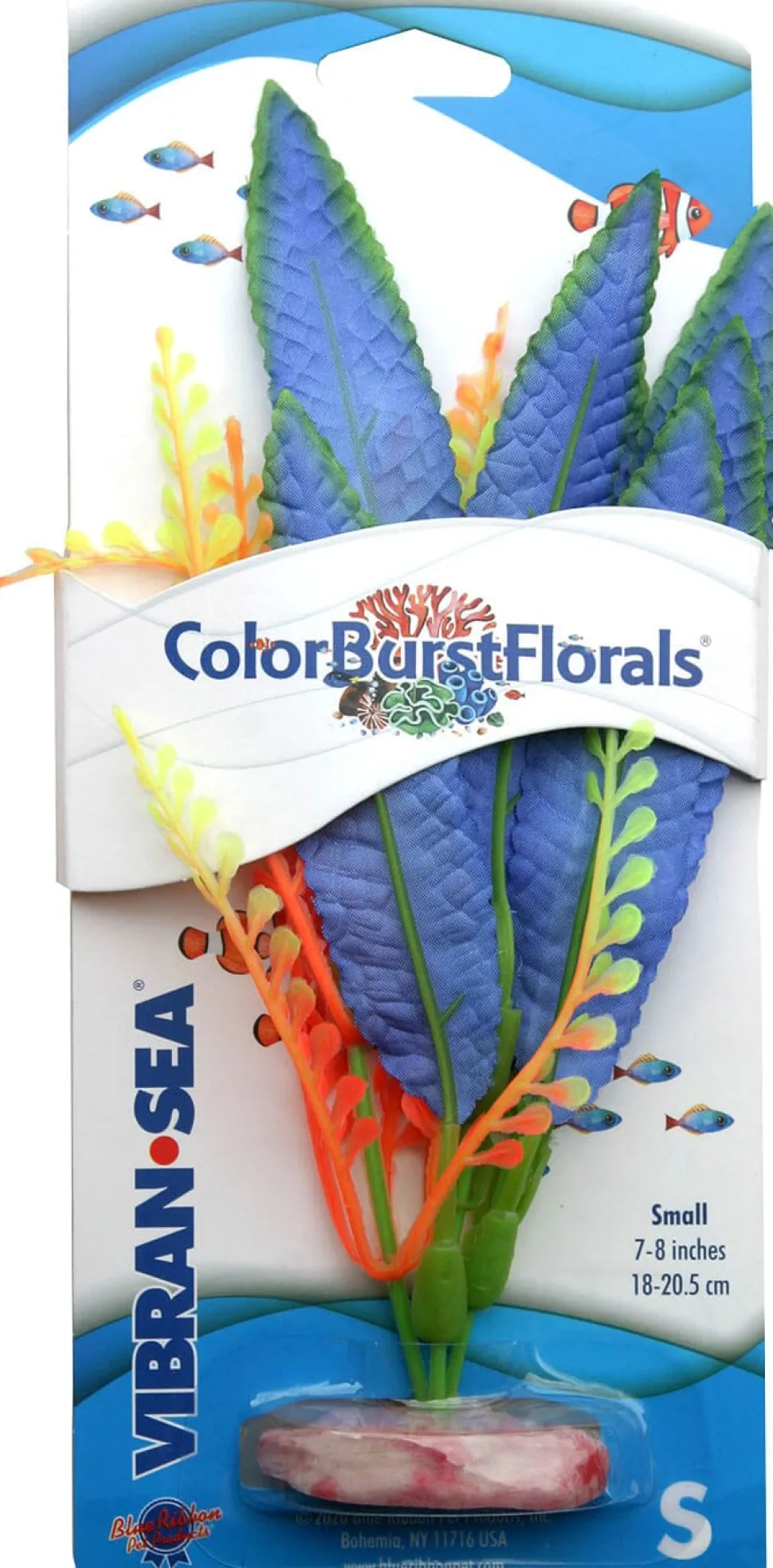Colorburst Florals Crispus Silk Style Plastic Aquarium Plant - Blue - Small
