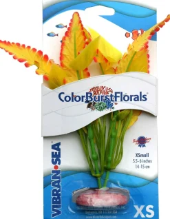 Colorburst Florals Ferndale Silk Style Plastic Aquarium Plant - Yellow - Extra Small