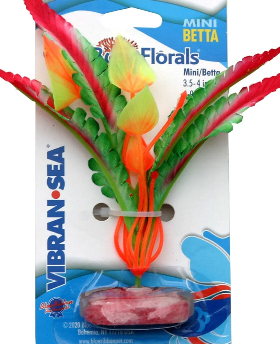 Colorburst Florals Ferndale Silk Style Plastic Aquarium Plant - Red - Mini