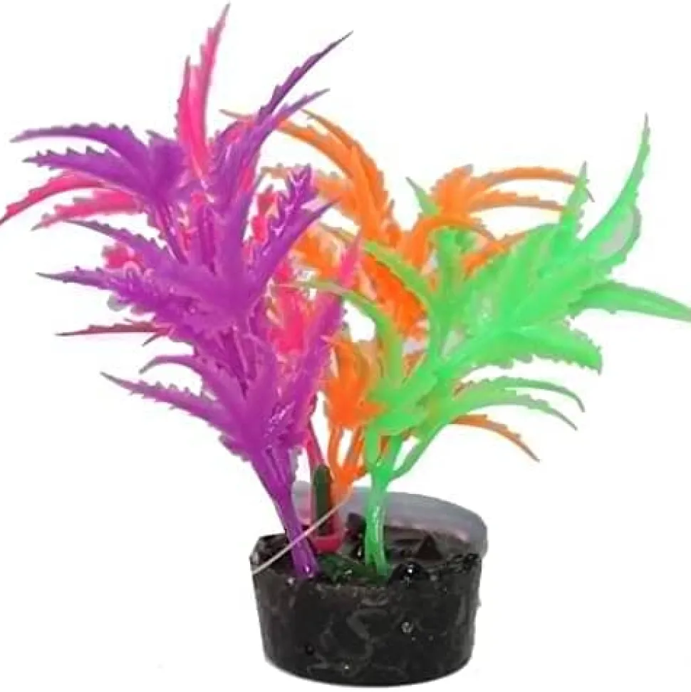 Colorburst Florals Jagged Sword Plastic Aquarium Plant - Glow - 1.25 X 1.25 X 3.25