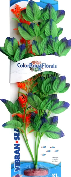 Colorburst Florals Melon Leaf Silk Style Plastic Aquarium Plant - Green - Extra Large