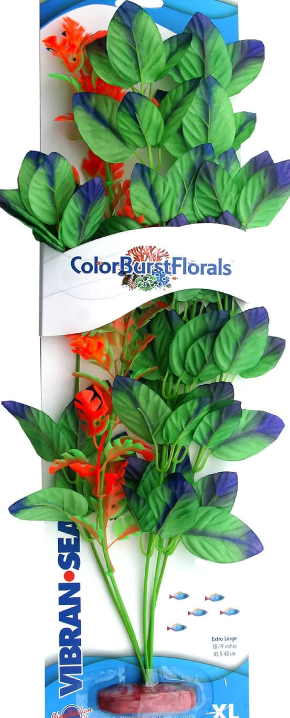 Colorburst Florals Melon Leaf Silk Style Plastic Aquarium Plant - Green - Extra Large