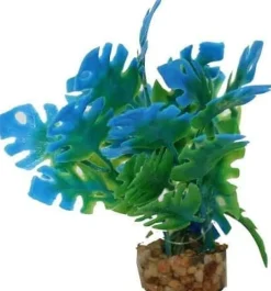 Colorburst Florals Philo Leaf Plastic Aquarium Plant - Blue - 1.25 X 1.25 X 3.25