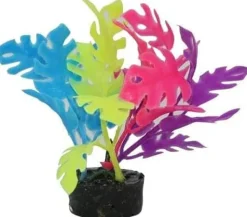 Colorburst Florals Philo Leaf Plastic Aquarium Plant - Glow - 1.25 X 1.25 X 3.25