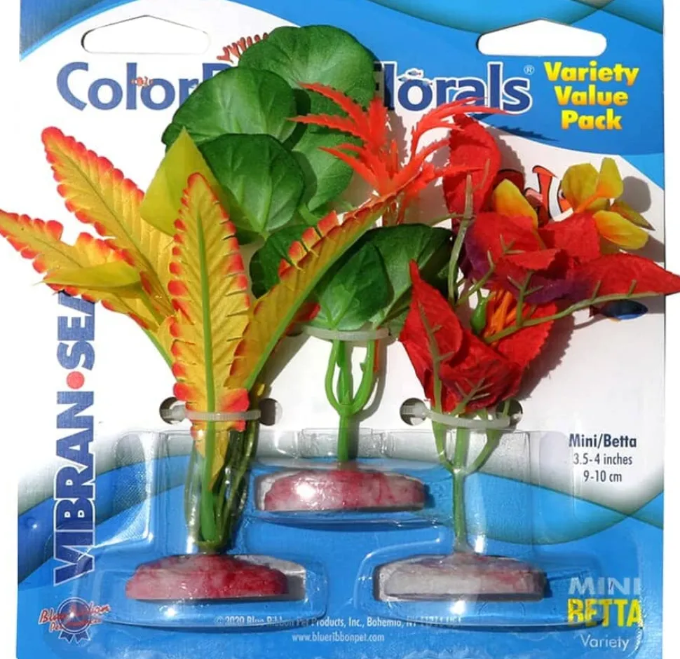 Colorburst Florals Plant Variety Pack Plastic Aquarium Plant - Multi - Mini