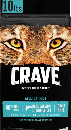 Crave Grain-Free Premium Adult Salmon and Oceanfish Dry Cat Food - 10 lb Bag