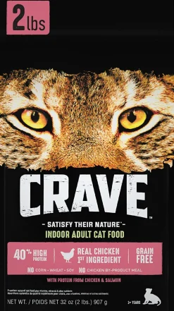 Crave Indoor Grain-Free Chicken and Salmon with Protein Dry Cat Food - 2 lb Bag
