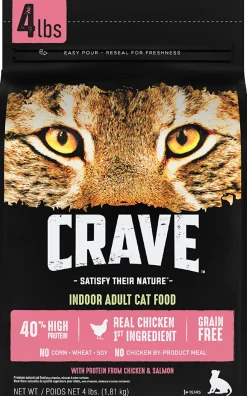 Crave Indoor Grain-Free Chicken and Salmon with Protein Dry Cat Food - 4 lb Bag
