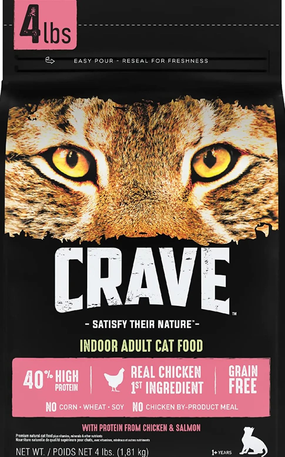 Crave Indoor Grain-Free Chicken and Salmon with Protein Dry Cat Food - 4 lb Bag