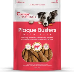 Crumps' Naturals Plaque Buster with Beef Dog Dental Hard Chews - 4.9 oz Bag