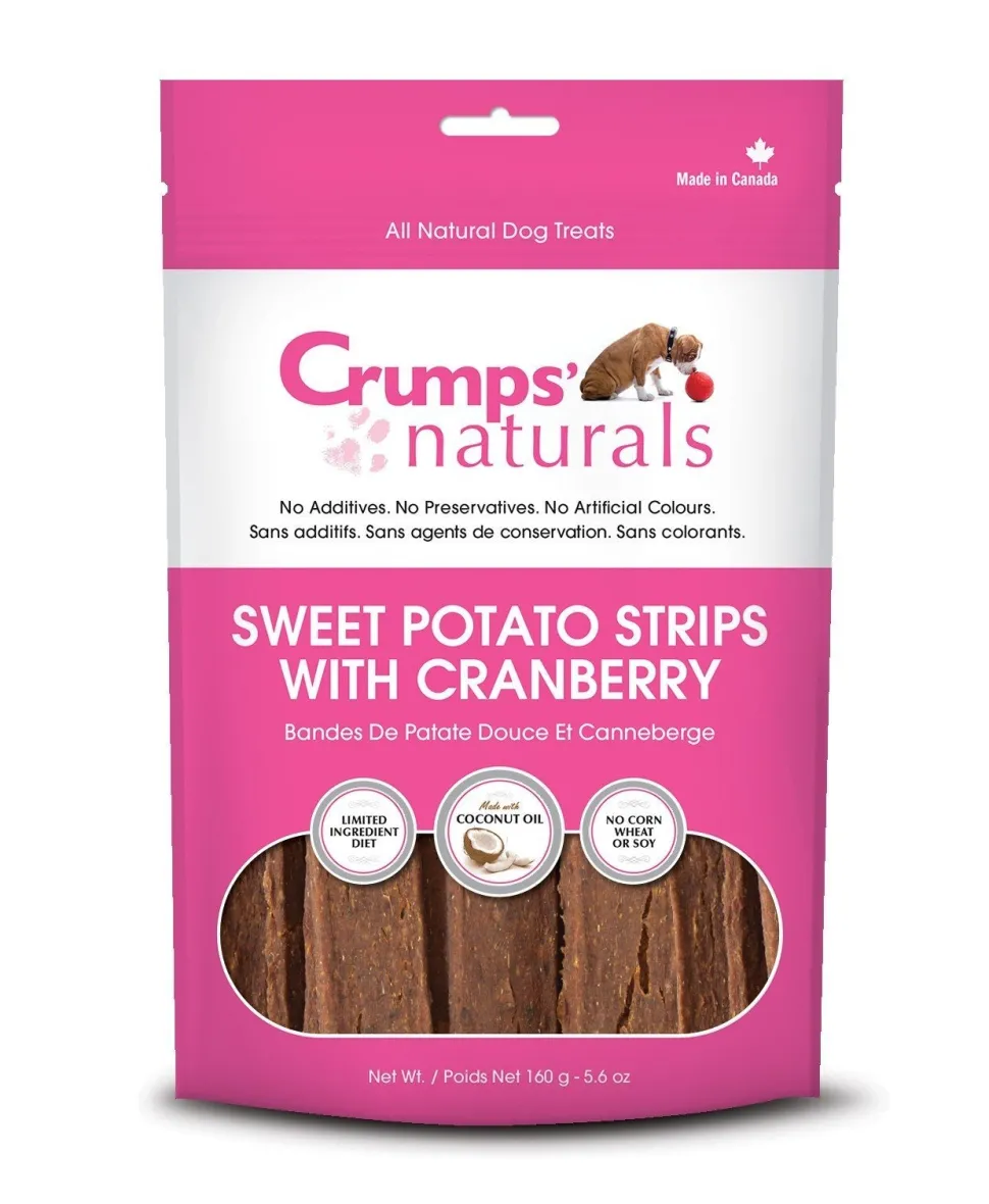 Crumps' Naturals Sweet Potato & Cranberry Strips Chewy Dog Treats - 5.6 oz Bag
