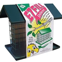 C&S E-Z Fill Snak or Suet Feeder with Roof & Platform Wild Bird Feeder - Green - 8 X 10.75 X 7.4 In