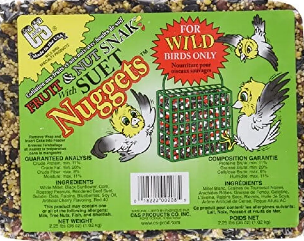 C&S Fruit & Nut Snak with Suet Nuggets Wild Bird Food - Berry - 2.25 Lbs