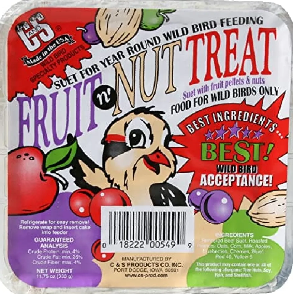 C&S Treat Suet Cakes Wild Bird Food - Fruit N' Nut - 11 Oz