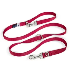 Curli Adjustable Nylon Dog Leash - Red - Medium