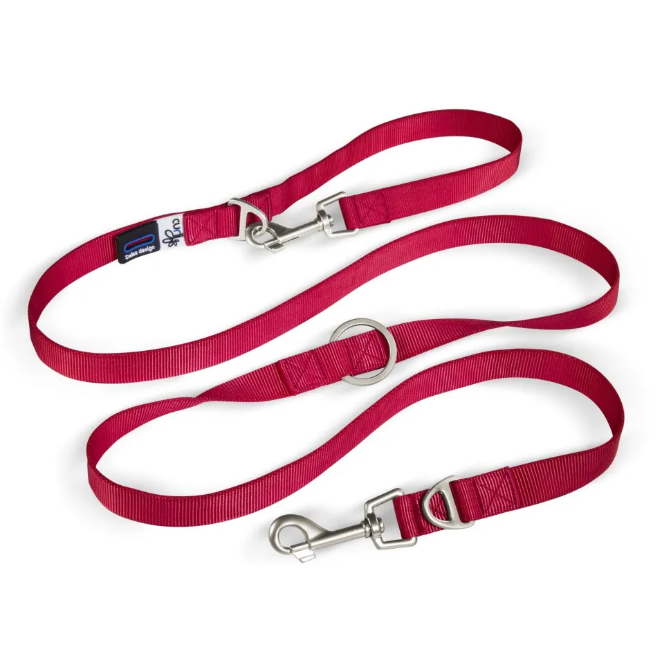 Curli Adjustable Nylon Dog Leash - Red - Medium