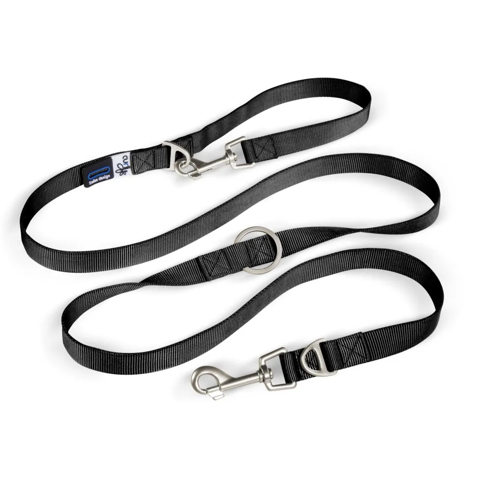 Curli Adjustable Nylon Dog Leash - Black - Medium
