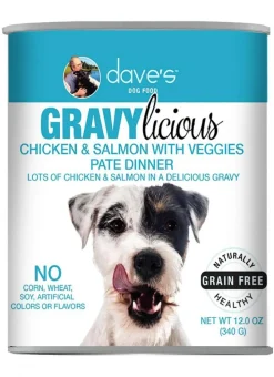 Dave's Pet Food Gravylicious Chicken & Salmon Veggies Canned Dog Food - 12 oz Cans - Case of 12