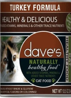 Dave's Pet Food Naturally Healthy Turkey Formula Canned Cat Food - 12 oz Cans - Case of 12
