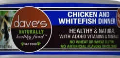 Dave's Pet Food Naturally Healthy Chicken & White Fish Dinner Canned Cat Food - 5.5 oz Cans - Case of 24