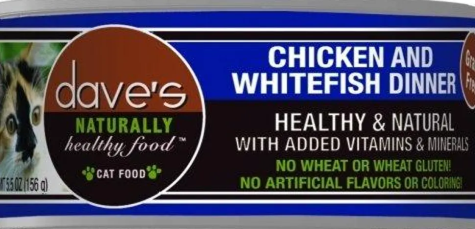 Dave's Pet Food Naturally Healthy Chicken & White Fish Dinner Canned Cat Food - 5.5 oz Cans - Case of 24