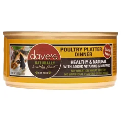 Dave's Pet Food Naturally Healthy Poultry Platter Dinner Canned Cat Food - 5.5 oz Cans - Case of 24