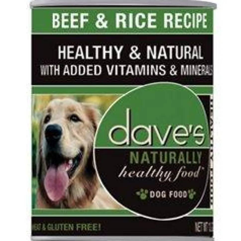 Dave's Pet Food Naturally Healthy Beef & Rice Canned Dog Food - 13 oz Cans - Case of 12