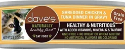 Dave's Pet Food Shredded Chicken and Tuna Dinner in Gravy Canned Cat Food - 2.8 oz Cans - Case of 24
