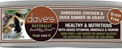 Dave's Pet Food Shredded Chicken and Duck Dinner in Gravy Canned Cat Food - 2.8 oz Cans - Case of 24