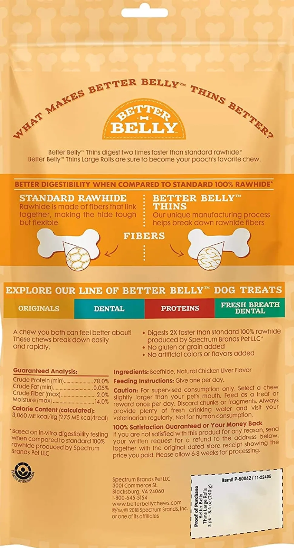 Dingo Better Belly Thins Rolls Natural Dog Chews - Natural - Large - 3 Pack