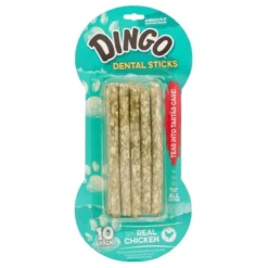 Dingo Dental Sticks for Tarter Control Natural Dog Chews - Chicken - 10 Pack