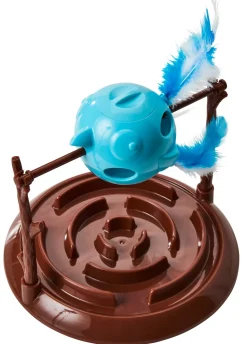 Doc & Phoebe Twirly Bird Cat Treat Dispenser - Brown/Blue - 5.25 in