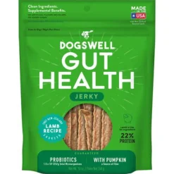 Dogswell Gut Health Jerky Dog Jerky Treats - Lamb–10 oz Bag