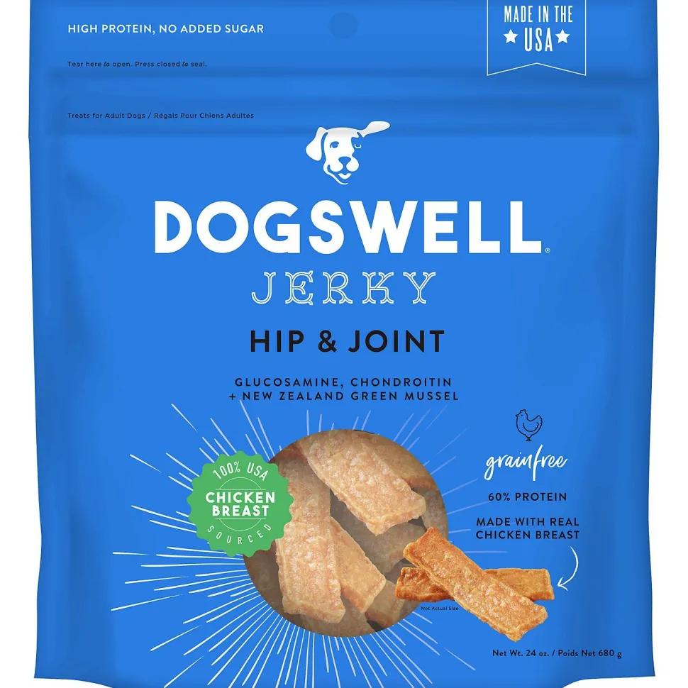 DOGSWELL Hip and Joint Grain Free Jerky Chicken Soft and Chewy Dog Treats - 24 oz Bag